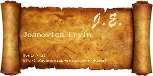 Joanovics Ervin névjegykártya