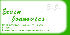 ervin joanovics business card